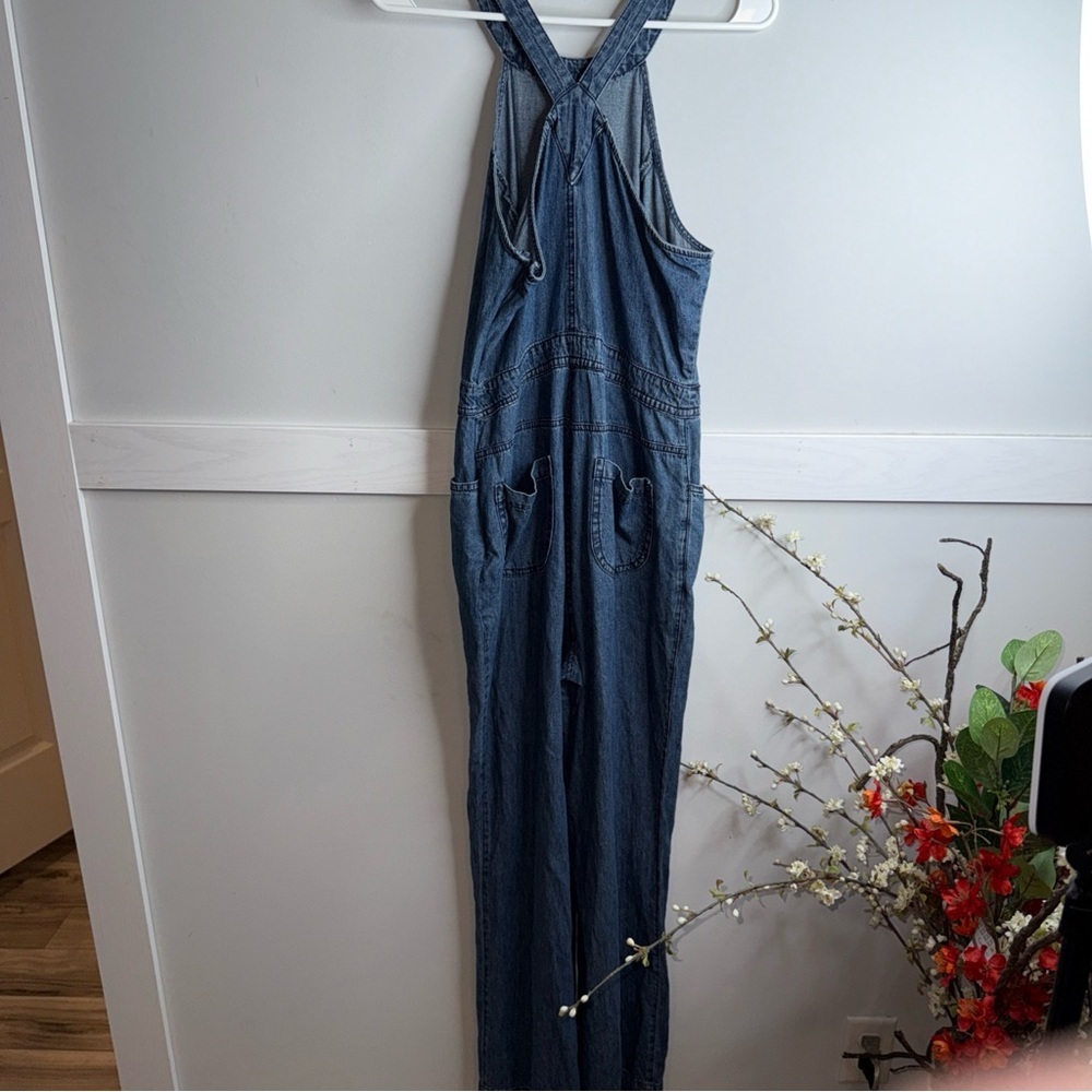 Stylish Blue Denim Women's wide Leg Overalls - Picture 8 of 11